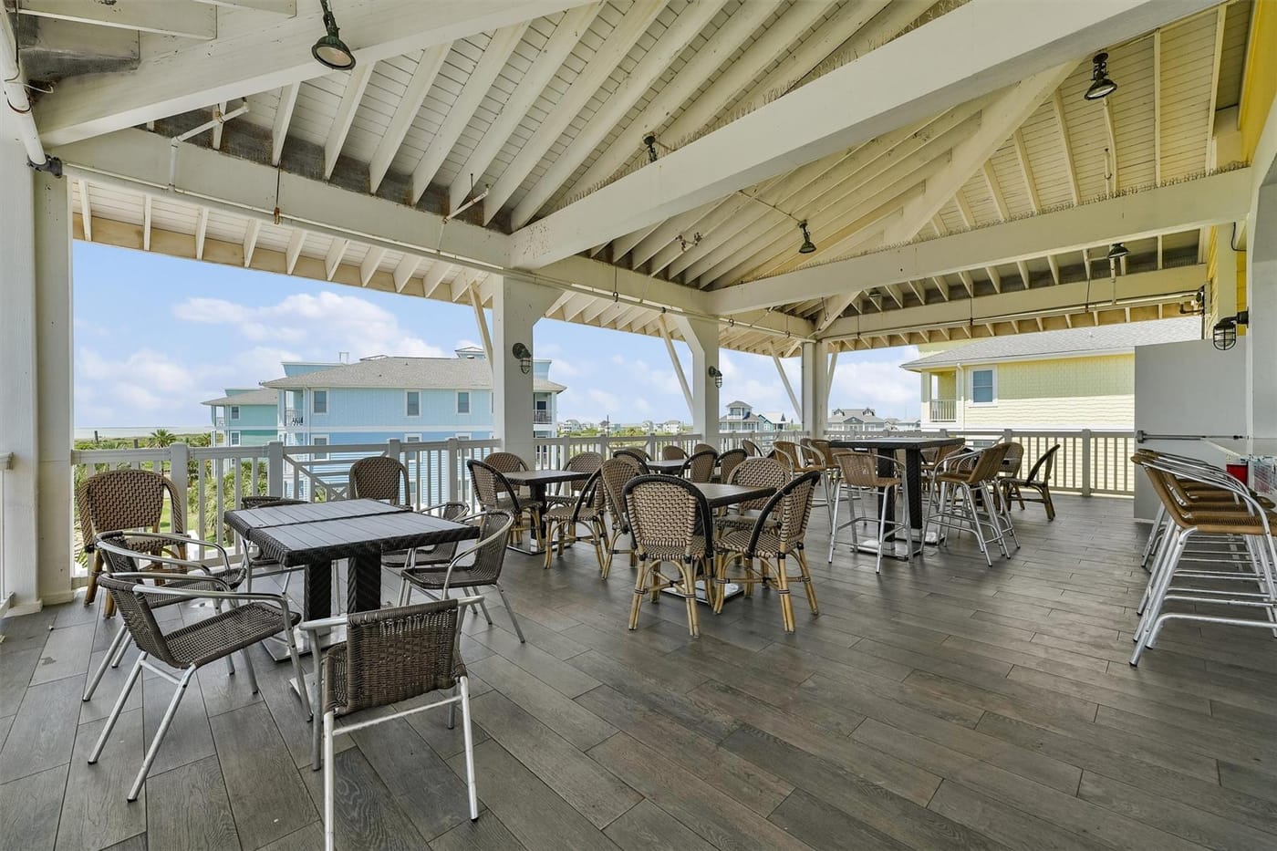 Covered pavilion dining and lounge area