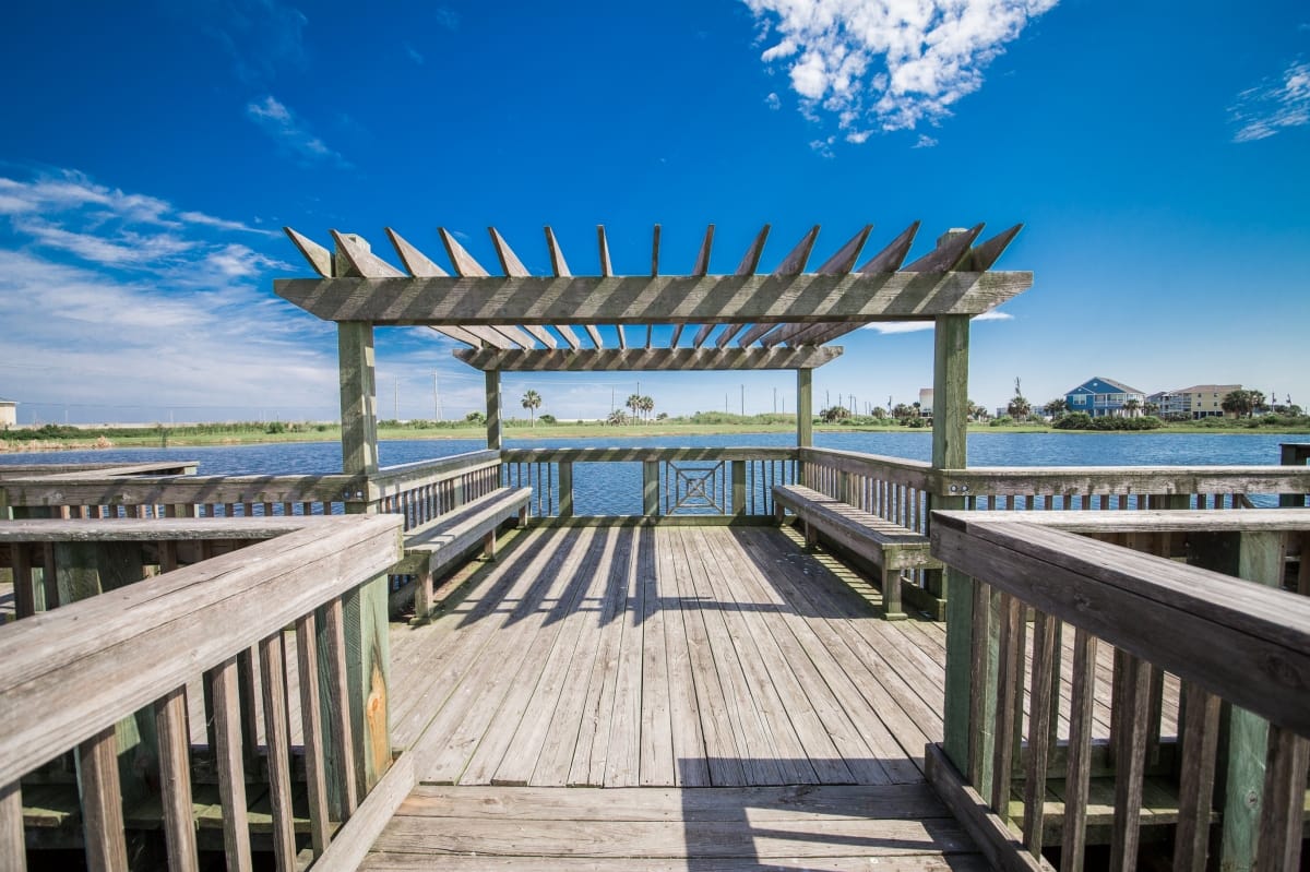 Pergola on the pier over the water
