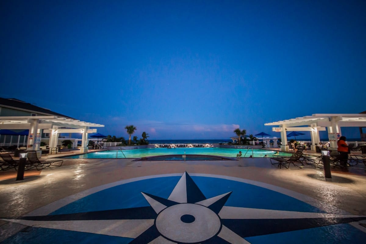 Resort pool at twilight